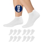 KOPNHAGN Chaussettes Basses Homme 43-46 Femme 39-42 35-38 Chaussette Sport Randonnée, Lot de 12 paires, Blanc EU 47/50