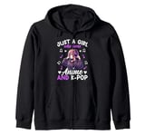 Just a Girl Who Loves Anime and K-Pop Anime Merch Japanese Zip Hoodie