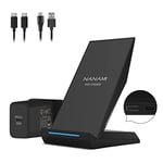 NANAMI Wireless Charger with 30W USB-C Charger - 15W Max Cordless Charging Stand for Samsung Galaxy S24 S23 Ultra S22 S21 S20 S10 S9 S8, 2-in-1 Qi Fast Contact Charger for iPhone 16 15 14 13 12 11 X 8