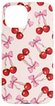 iPhone 15 Cherry Pink Bow Coquette Cute Soft Girl Aesthetic Case