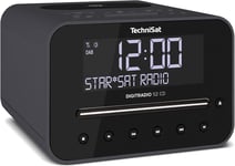 DIGITRADIO 52 CD - Stereo Radio-réveil DAB avec deux alarmes réglables (DAB+, FM, Snooze, minuteur de sommeil, écran mable, Bluetooth, fonction de charge sans fil, lecteur CD) noir