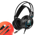 3.5mm PC Gaming Headset 7.1 Gamer Surround Sound With Microphone LED Colorful Game Headphones Bass Stereo For Phone Xbox One PS4 blue with AUX