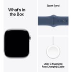 Apple Watch Series 10 GPS + Cellular 42mm Aluminum Case [ Denim Sport Band S/M  MWX33 - Silver ]