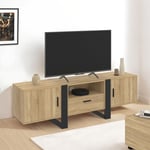 Meuble TV 160 cm PHOENIX 3 portes bois et noir