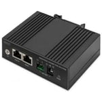 DIGITUS Répartiteur Industriel Gigabit Ethernet PoE - 60W - 10/100/1000 Mbps - Montage sur Rail DIN - Noir