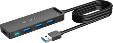 Hub USB 3.0 - 4-Port 100cm Multi USB Data Hub Ultra Fin avec Power pour MacBook Ordinateur Mac Mini/Pro, PC/Clés USB/Surface Pro/XPS/PS5/PS4/Disques Durs Externes