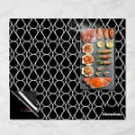 KitchenRaku Large Induction Hob Protector Mat 61x53cm, (Magnetic) Silicone Induction Cooker Covers, Electric Cooker Scratch Protector for Induction Stove (Black Multiple Bow Shaped)