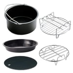 Power Air Fryer Accessory Kit 5 Pcs Fryer Accessories Set 7 Inch Cooker Accessories Set for Phillips Gowise with Cake Pan, Pizza Pan, Cupcake Pan, Grill Rack
