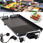 Electric Large Teppanyaki Table Grill, Non-Stick Griddle with 5 Adjustable Temperature, BBQ Hot Plate Barbecue for Include for Indoor Outdoor, 48 x 27 x 8 cm