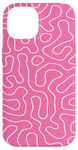 Coque pour iPhone 14 Motif simple de lignes fines roses compliquées