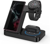 Samsung 4in1 Foldable Fast Wireless Charging Station Set for Samsung Galaxy S23 S22 Ultra S21+ S20 FE S10 Note 20 Ultra/10/10P/9/8 Z FILP Fold 4 3,Watch 5/5Pro/4 Classic/3/Active 2 Gear S4/3 Sport