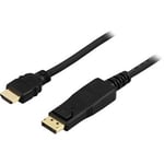 1m DisplayPort til HDMI monitorkabel med lyd, hann - hann