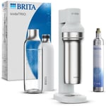 BRITA sodaTRIO noire - 1x bouteille en verre (0,9L), 1x bouteille en acier inoxydable [couleur] (0,5L) & 1x cylindre de CO2 BRITA