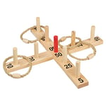 Idena 40199 - Jeu de Lancer en Bois avec 9 Barres de Jeu et 4 Anneaux en sisal, Jeu d'adresse pour Enfants et Adultes, Jeu de Sport de Plein air Populaire pour l'été, Le Jardin ou Le Parc