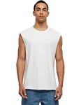 Urban Classics Men's Open Edge Sleeveless Tee Sleeveless T-Shirt for Men Crew Neck Cotton Sizes XS-5XL, White, 3XL