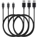 Lot 3 Cables USB Chargeur Noir pour Huawei P7-P8-P8LITE-P8LITE2017-P9LITE-P10LITE-PSMART - Cable Micro USB 1 Metre Phonillico®