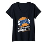 Womens Never Without My Controller Retrogaming Video Game Gift V-Neck T-Shirt