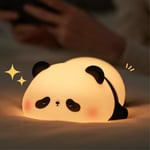 Panda Sovlampa Nattlampa Touchkontroll Dimmer Silikonlampa Black Svart