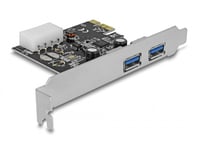 DELOCK – PCIe x1 card, USB 3.0, 2xTyp A ports (2 ext), molex power (89243)