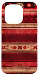 Coque pour iPhone 15 Pro Motif bordeaux rayé bohème rouge