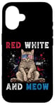 Coque pour iPhone 16 Rouge Blanc Et Miaou