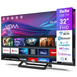 TuTu Smart TV 32 Pouces (80 cm) FHD, sans Bord Connectée Télévision avec WiFi, Bluetooth, App Store, Triple Tuner(DVB-T/T2, DVB-C, DVB-S/S2), Molotov et Plus (TUV32FN1B, 2024)