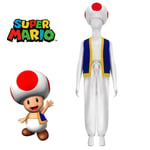 Vuxna Super Mario Bros 2 Toad Cosplay Party Kostym Toppar+byxor+hatt Outfits Set Gåvor L