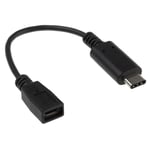 Câble usb Rs Pro usb Micro b femelle vers Male usb c, Noir, 150mm ( Prix pour 1 )