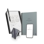 Rocketbook Reusable Digital Notebook - Smart Notepad A5 Grey - Wirebound Note Book To Do List Pad, Dotted Paper with Frixion Erasable Pen and Wipe, Office Gadget App Reduce Paper Waste