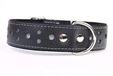 Capadi K0461 Collier pour Chien orné de Pierres de Noël colorées et de Petits Rivets en Cuir véritable résistant Souple Noir Largeur 50 mm Longueur 50 cm