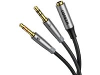 UGREEN AV193 Audio splitter AUX hörlurar + mikrofon till 3,5 mm mini-jackkabel (grå)