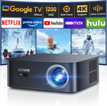 Projecteur [1200 ANSI & Google TV] Vidéoprojecteur 4K Netflix Official, autofocus Correction trapézoïdale Smart Vidéoprojecteur WiFi6 Bluetooth, lumière du jour LED 1080P Full HD pour Home Cinéma /