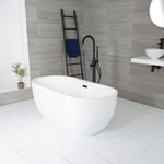 Baignoire îlot moderne ovale – Blanc – 165,5 cm x 75 cm – Choix de finition du trop-plein – Otterton