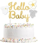 Décoration de gâteau « Hello Baby » pour la décoration de gâteau lors de la fête et de la naissance | Gender Neutral, 21 x 18 cm | Fête à thème gender