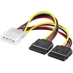 Strömkabel adapter 4-pol Molex hane till 2 x SATA hona