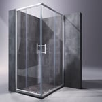 Cabine de douche accès d'angle 100x80cm verre de sécurité porte coulissante Cabine de douche accès d'angle Paroi de douche coulissante verre - Sonni