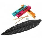 Incense Stick Burner Leaf-Shaped Black Soapstone -- 25X8 Cm