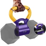 Yes4All Kettlebell Grip - Nouvelle Version de Kettle Grip - Poignée Kettle Grip pour convertir Les haltères en Kettlebells pour Les entraînements, b. Violet Atomique/Jaune vélo