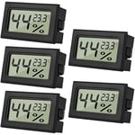 Ccykxa - 5 Mini Thermomètre Digital lcd Hygromètre D'intérieur hygromètre Thermometer Intérieur Reptiles Hygromètre Numérique, pour Bureau, Cuisine,