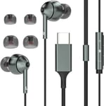 Ecouteur Usb C Avec Microphone Compatible Avec Samsung Galaxy 24/23/22/A54/A53/A50 iPhone 15 I Pad Macbook Type C In-Ear Écouteurs Filaire Usb C Hifi Stéréo, Gris[CAS310627]