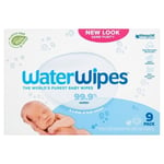 WaterWipes Baby Wipes Sensitive Newborn Plastic Free Wipes - 9 x 60 per pack