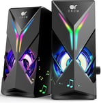 Orow Haut Parleur Pc,10W Rgb Enceinte Pc,2.0 Gaming Haut-Parleurs D'Ordinateur Avec Led Lumiere,Pour Smartphone/Tablette/Laptop(S201)