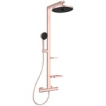 Ideal Standard ALU + Colonne de Douche Thermostatique, Aluminium recyclé, Eco-responsable, Pomme de Douche Orientable 26 cm, Douchette 2 Jets 10 cm, Rose brossé, BD583RO