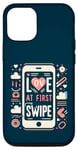 Coque pour iPhone 15 Pro Love At First Swipe Rencontres en ligne Love Matching Valentines