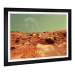 Big Box Art Framed Print of Red Planet Mars Space Design | Wall Art Picture | Home Decor for Kitchen, Living, Dining Room, Lounge, Bedroom, Hallway, Office, Black, A2 / 24.5x18 Inch / 62x45cm