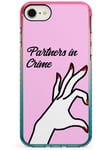 Partners In Crime Matching Cases: Left Side Pink Impact Phone Case for iPhone 7 Plus, for iPhone 8 Plus | Protective Dual Layer Bumper TPU Silikon Cover Pattern Printed | Twins Designs Best Friends T
