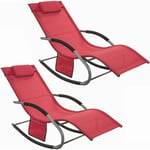 Sobuy - OGS28-Rx2 Lot de 2 Fauteuils à Bascule avec Repose-Pieds Rouge