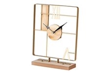 Adda Home Horloge de Bureau, Métal/Bois, 23X7X28,5 CM