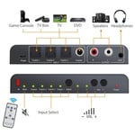 NÖRDIC digital til analog lydkonverter 3x optisk spdif og 1x koaksial toslink til analog l / r med fjernkontroll DAC D / A Converter-omformer