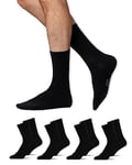 Snocks Chaussette Homme Sport (Lot de 4) Tennis (4x Noir, 43-46) Coton Cushion Crew Chaussettes de Tennis Haute Noires 4 Paires